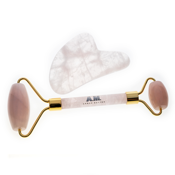 rosequartz love roller + guasha set