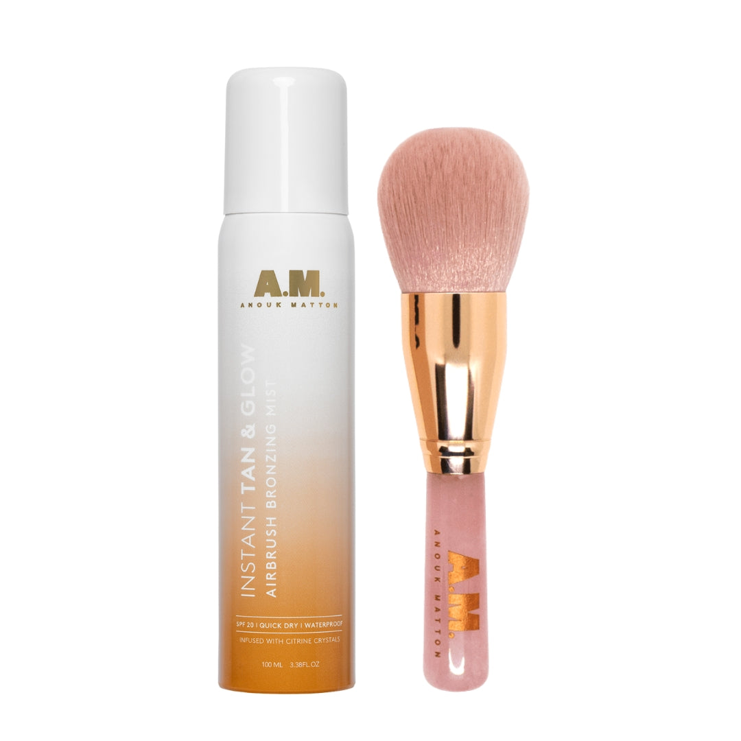 instant tan & rose quartz brush set